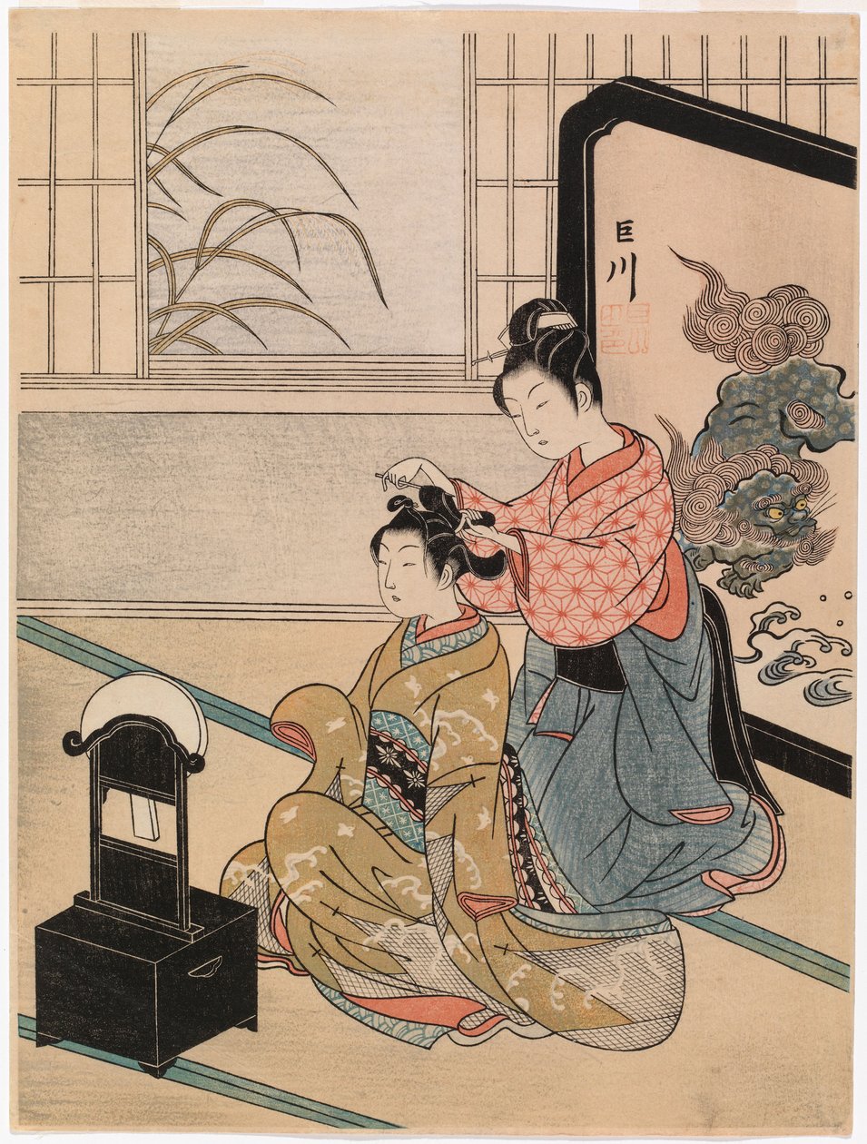 Herbstmond im Spiegel von Suzuki Harunobu