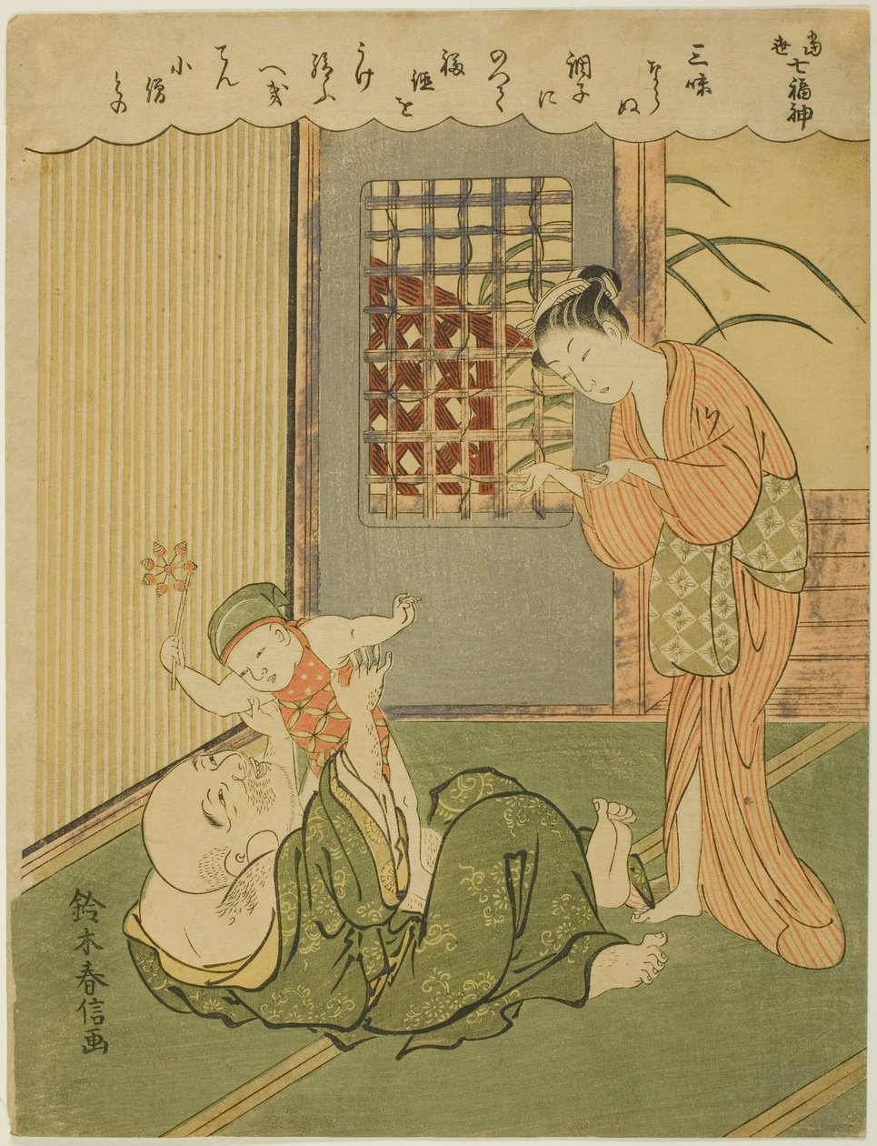 Hotei, aus der Serie Sieben Götter des Glücks im modernen Leben (Tosei Shichi-fukujin) von Suzuki Harunobu