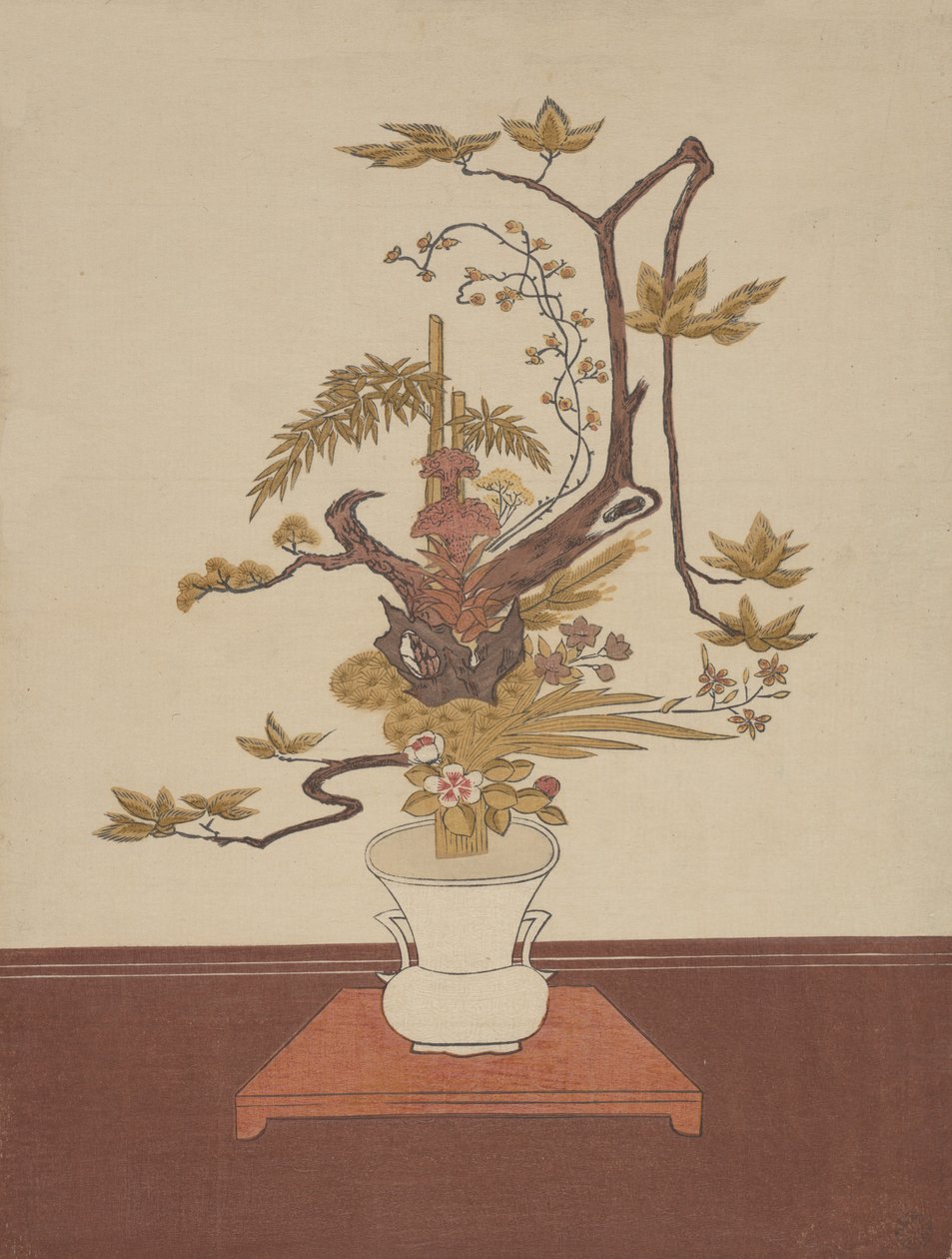 Ike Bana Blumenarrangement im Ike-no-bo Stil, wahrscheinlich 1765 von Suzuki Harunobu