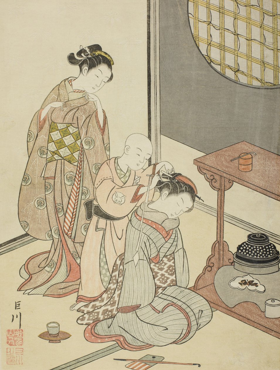 Nachtregen am Teestand von Suzuki Harunobu