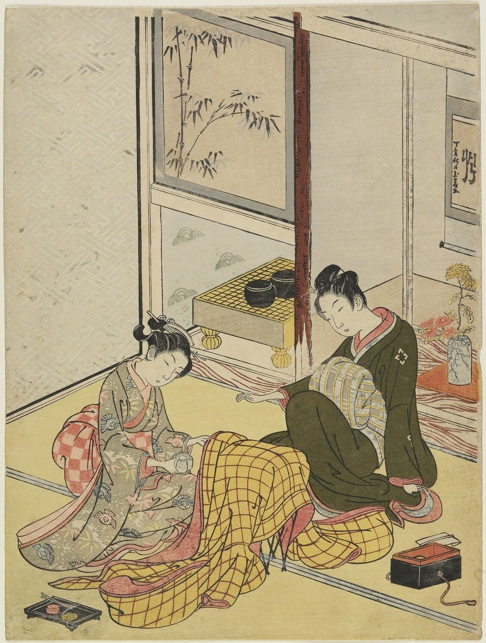 Parfümieren eines Gewandes als Mitate der vier eleganten Zeitvertreibe, Herbst 1767 von Suzuki Harunobu