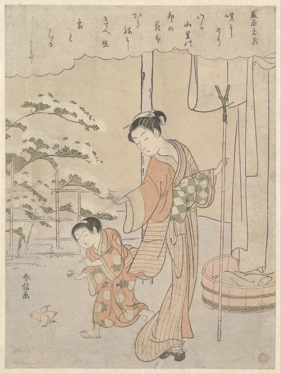 Gedicht von Fujiwara no Motozane (ca. 860) aus der Serie Sechsunddreißig Dichter von Suzuki Harunobu