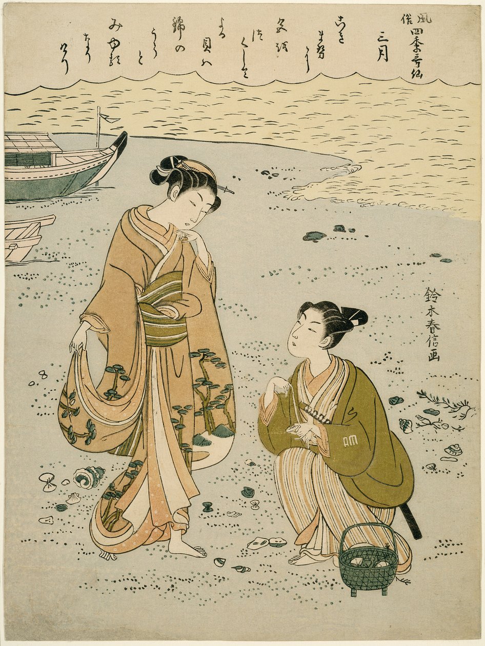 Der dritte Monat (Sangatsu), aus der Serie "Beliebte Versionen unsterblicher Dichter in vier Jahreszeiten (Fuzoku shiki kasen)" von Suzuki Harunobu