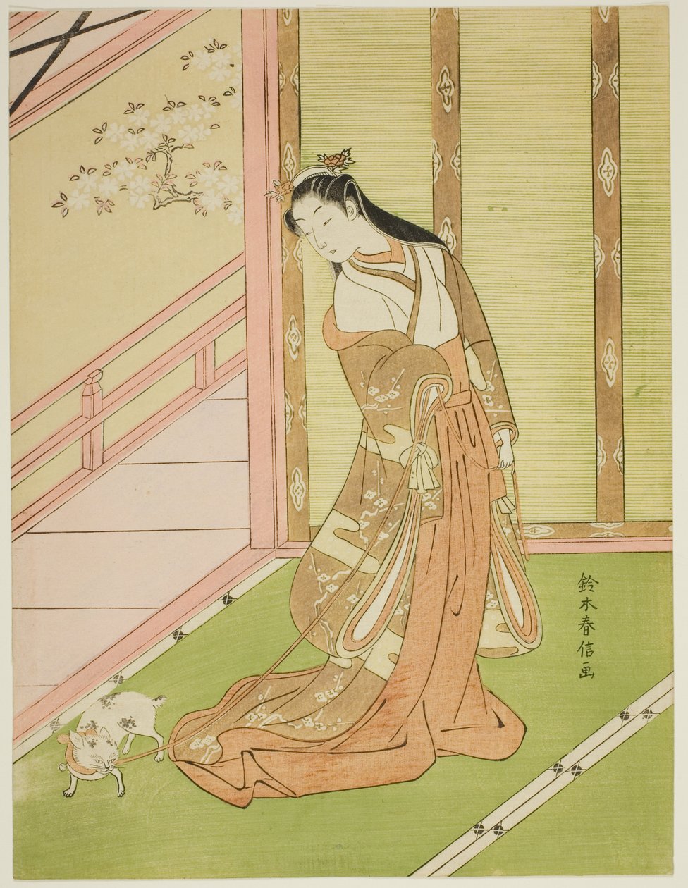 Die dritte Prinzessin und ihre Hauskatze von Suzuki Harunobu