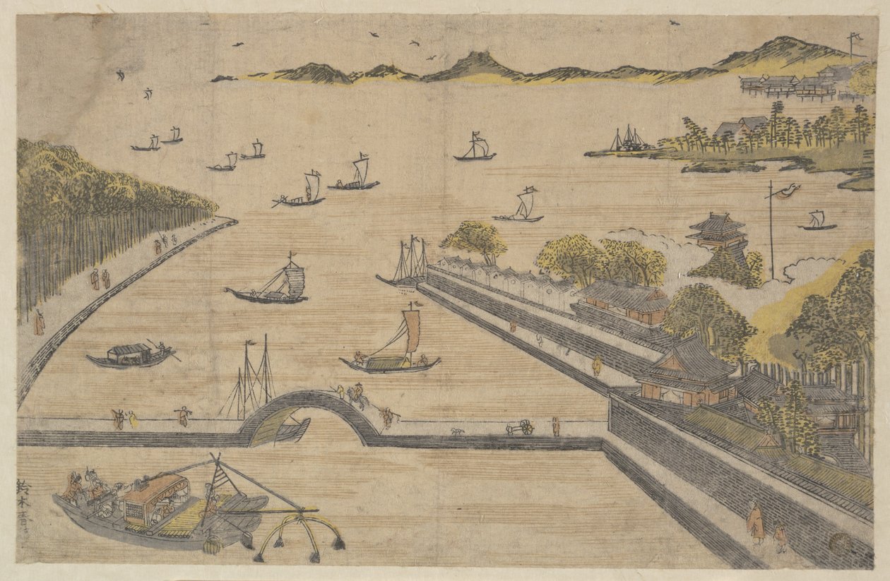 Ansicht von Fukagawa, Edo von Suzuki Harunobu