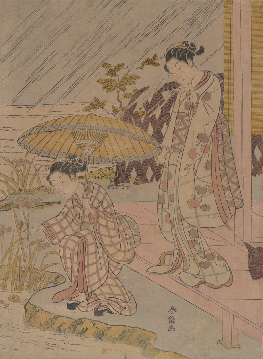 Betrachtung der Iris im Regen, 1764-70 von Suzuki Harunobu