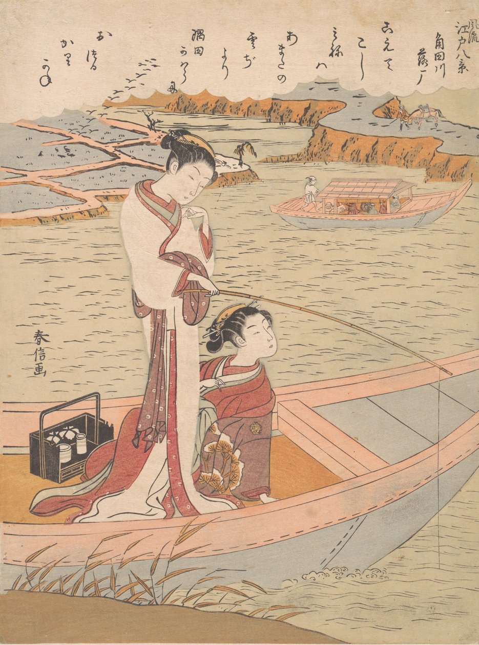 Wildgänse fliegen den Sumida-Fluss hinunter, ca. 1769 von Suzuki Harunobu
