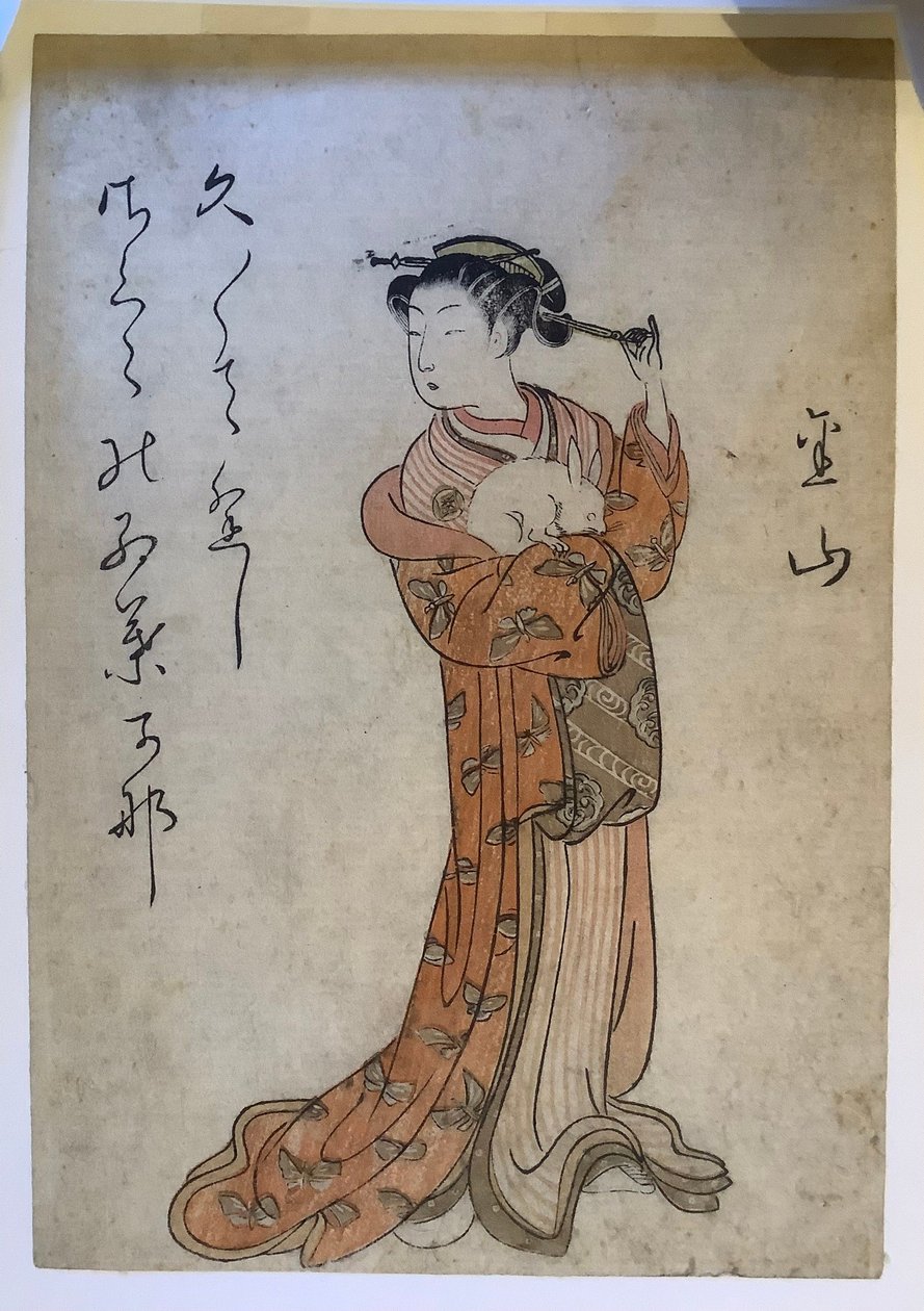 Frau und Kaninchen, aus der Serie „Schönheiten der Yoshiwara-Viertel“ von Suzuki Harunobu