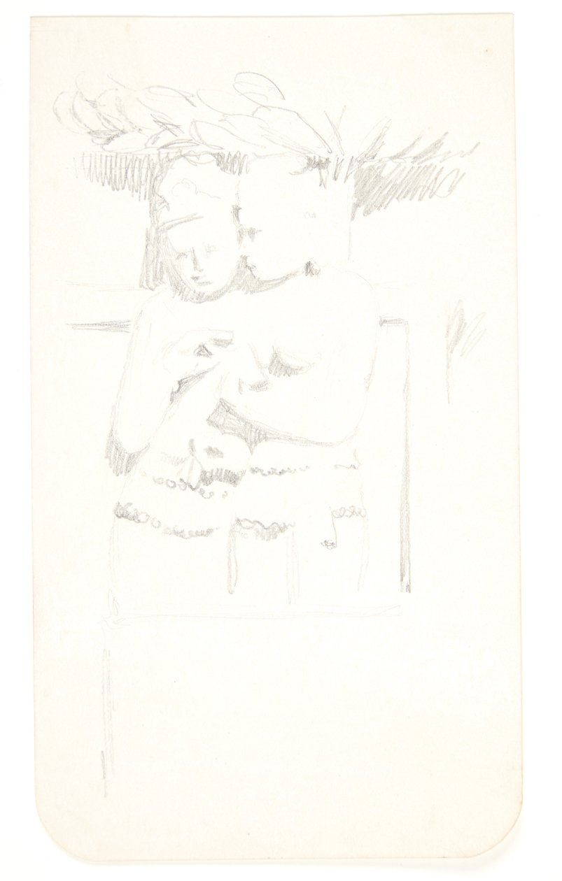 Gruppe mit zwei Figuren. Studienblatt nach Reliefs in Borobudur, Java. von Svend Rathsack