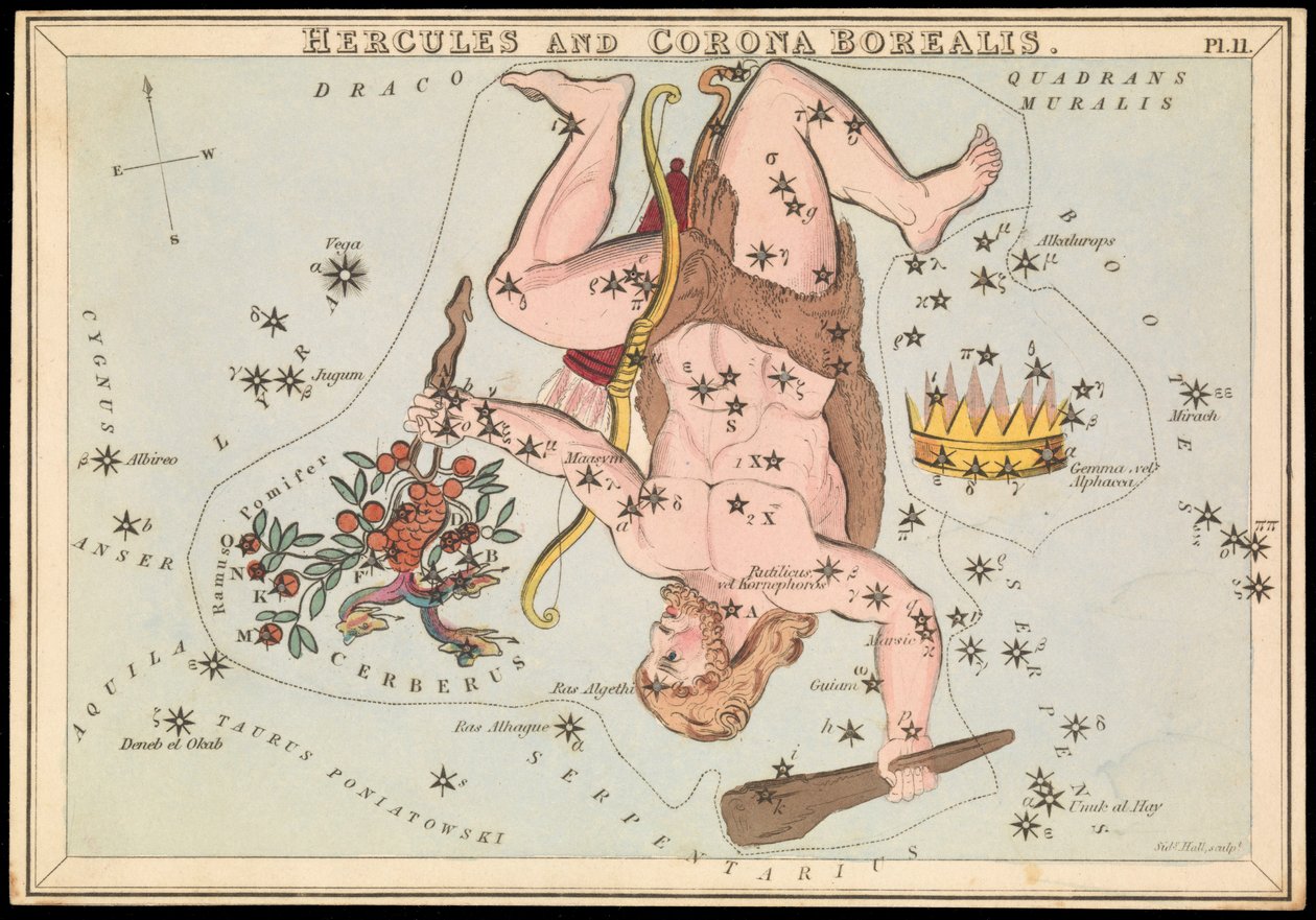 Herkules und Corona Borealis, ca. 1825 von Sydney Hall