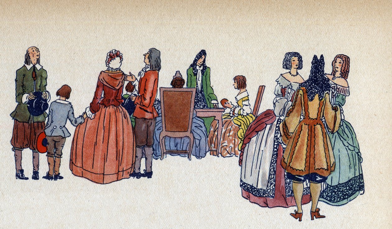 Das Volk in den Wohnungen von Versailles - Illustration von Sylvain Sauvage (1888-1948) für das Buch „Louis XIV“ von Frantz Funck-Brentano (1862-1947) von 1938 von Sylvain Sauvage