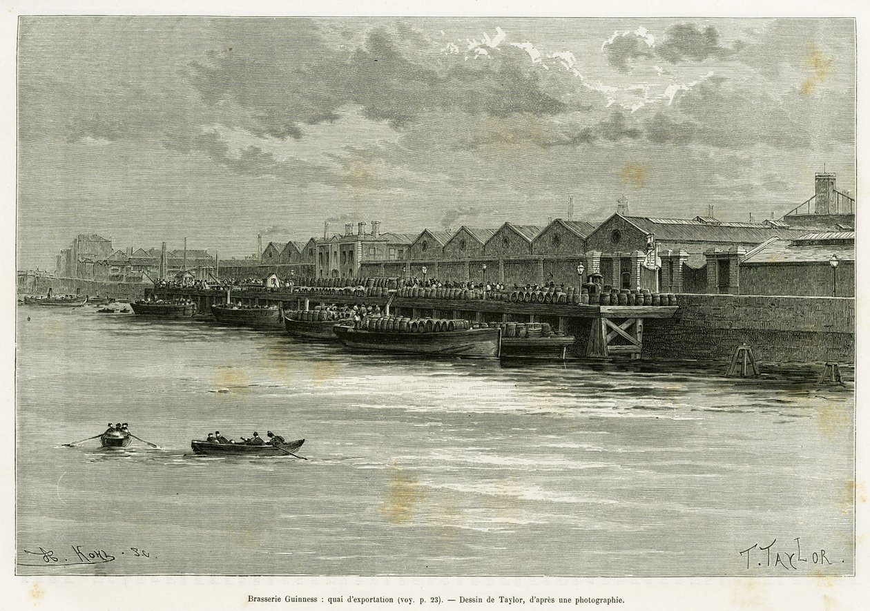 Guinness-Brauerei, Exportdock. Gravur von Taylor zur Illustration der Geschichte Trois mois en Irlande von T Taylor