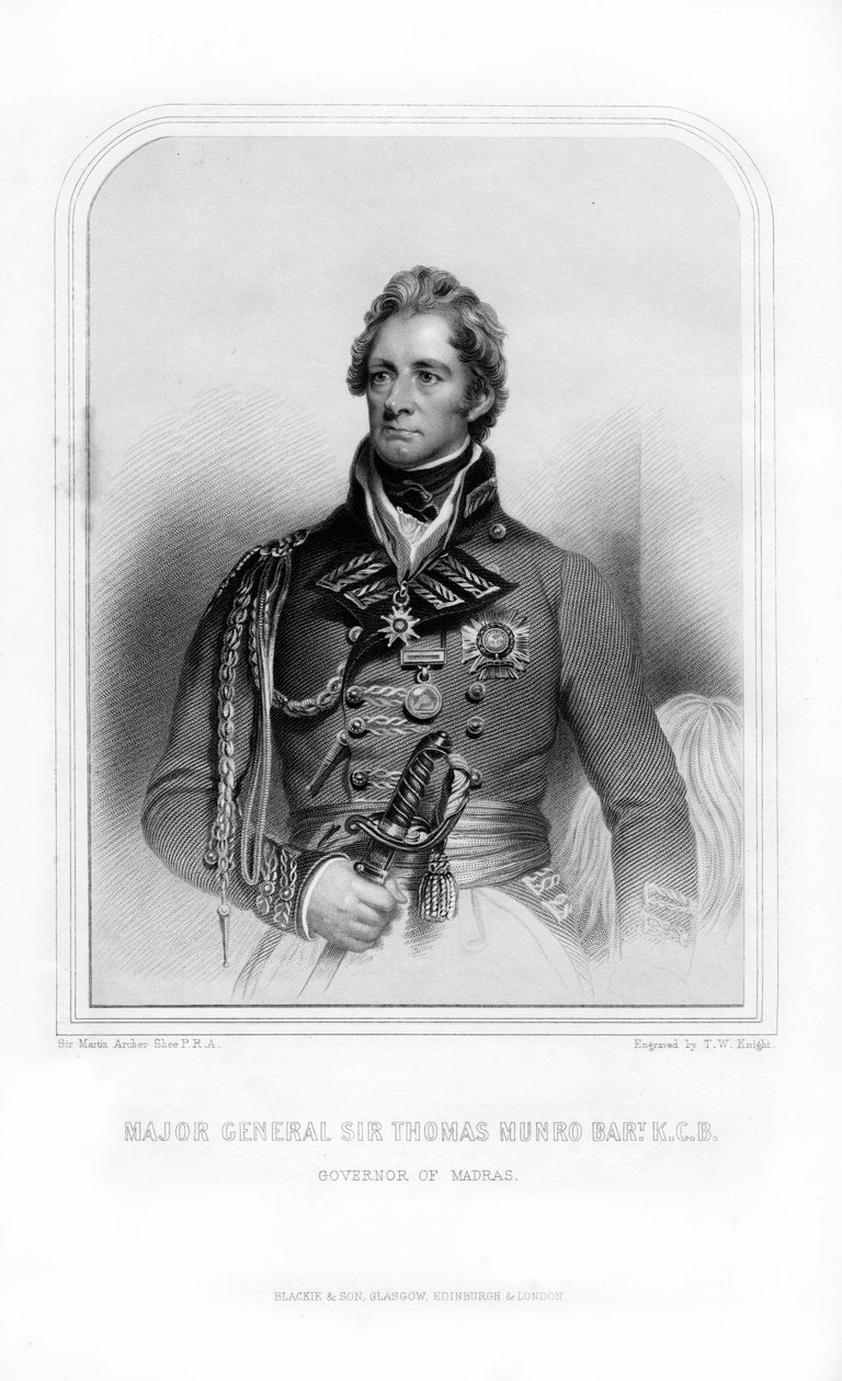 Sir Thomas Munro, schottischer Soldat und Staatsmann, 1870 von T. W. Knight