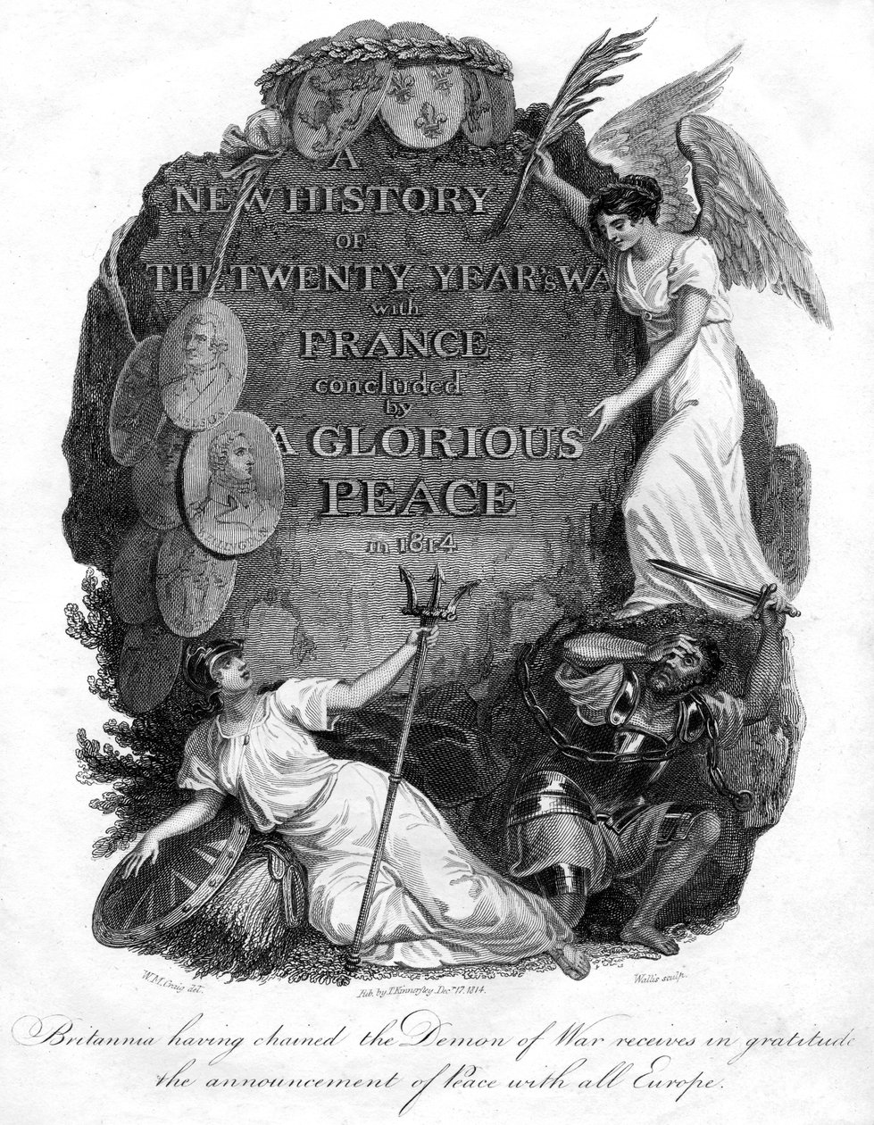 Britannia hat den Dämon des Krieges angekettet, 1816 von T. Wallis
