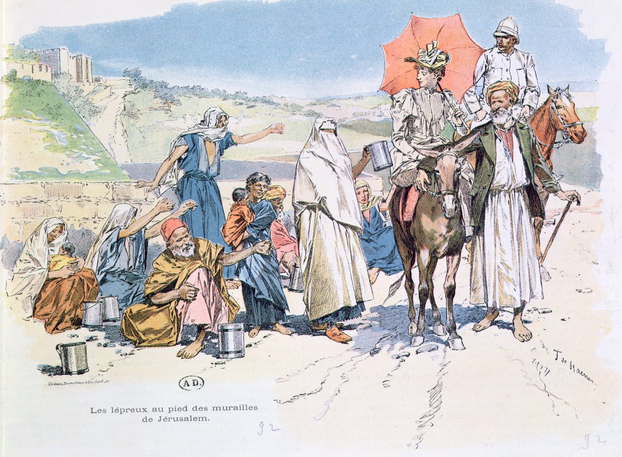 Aussätzige vor den Mauern Jerusalems, 1892 von T. de Haener