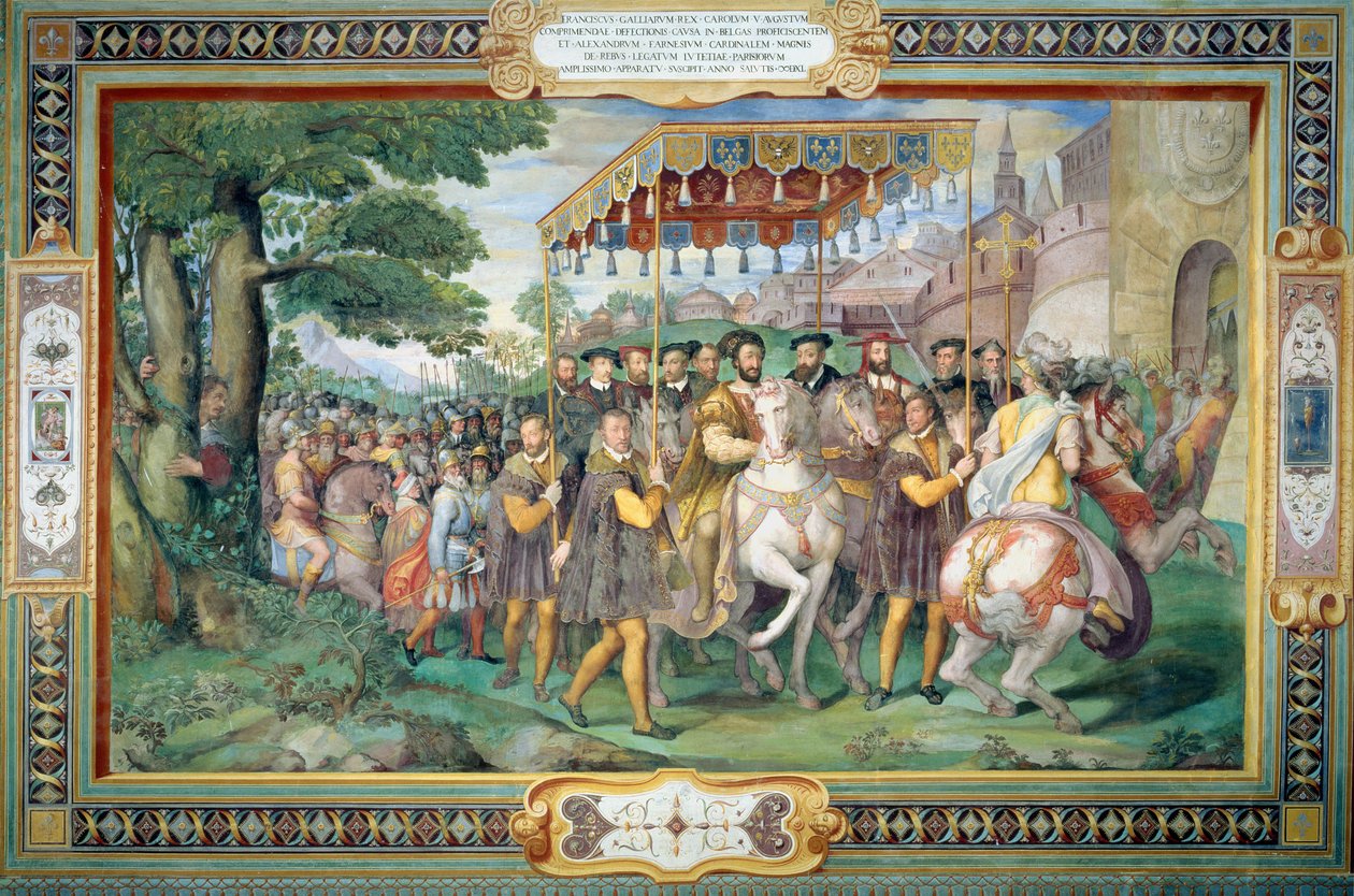 Franz I. (1494-1547) und Alessandro Farnese (1546-92) betreten Paris im Jahr 1540, aus der 
