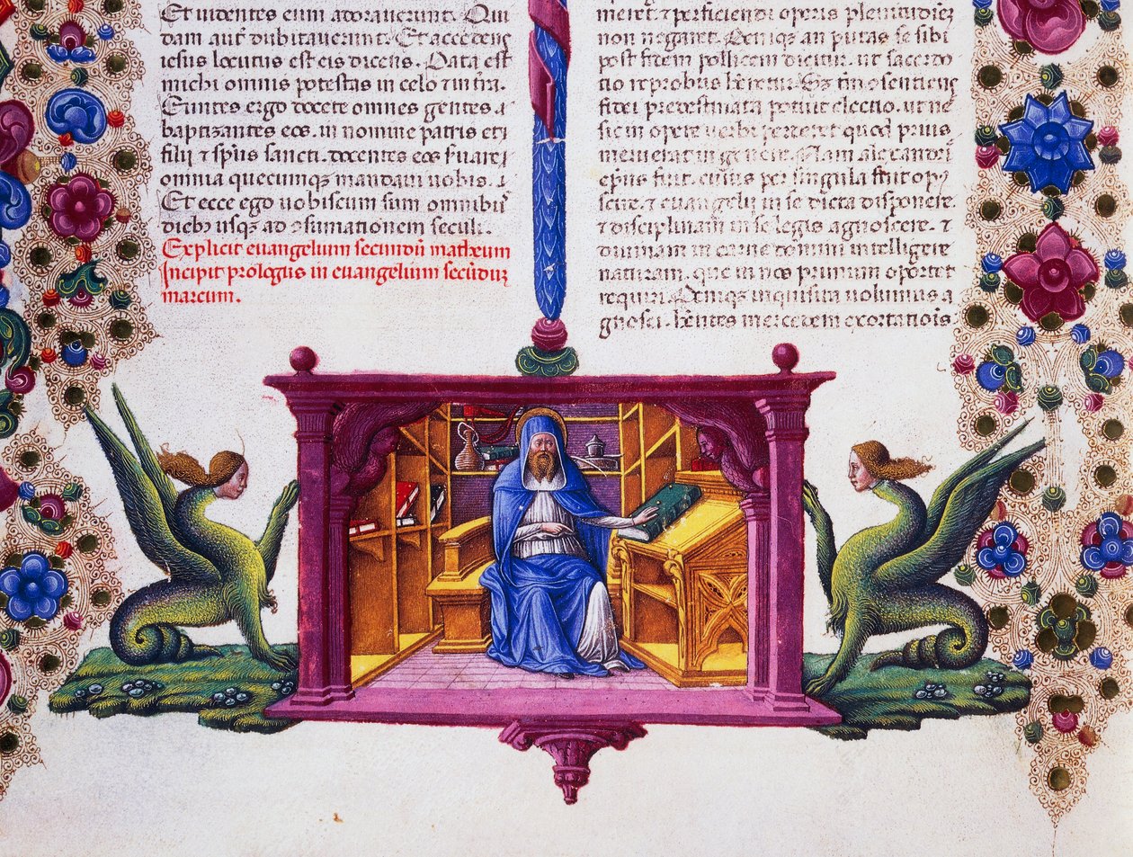 Randfries am Fuß der Seite mit St. Matthäus dem Evangelisten, Band II f 148, v, Bibel von Borso d