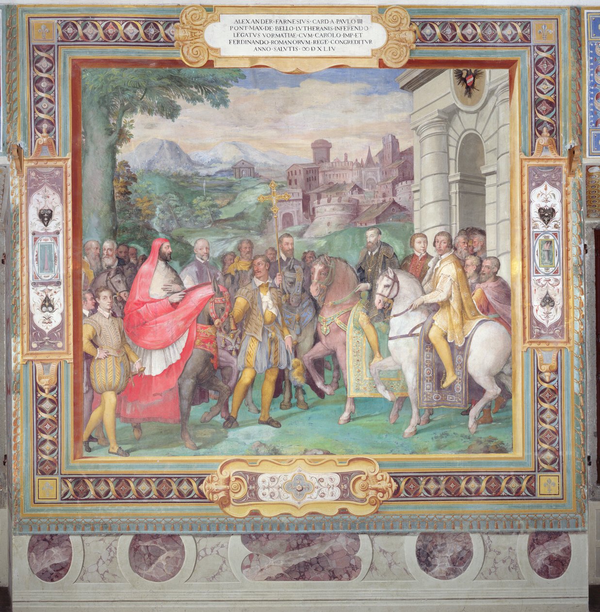 Karl V. (1500-58) mit Alessandro Farnese (1546-92) in Worms, aus der 