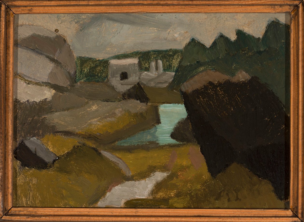 Felsige Landschaft mit Wasser von Tadeusz Makowski