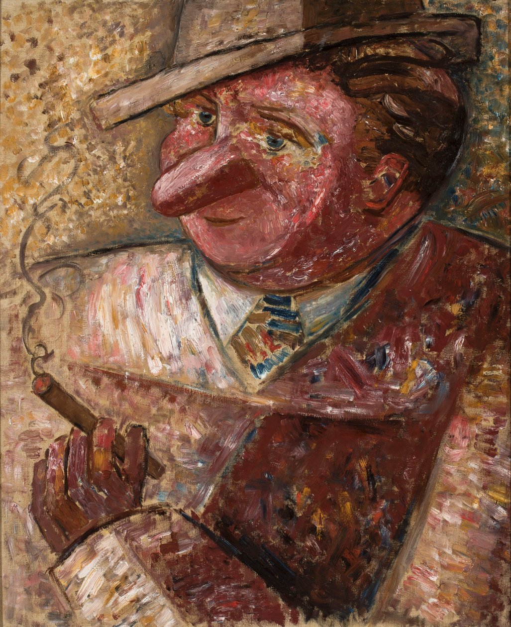 Porträt eines Mannes mit Hut und Zigarre von Tadeusz Makowski