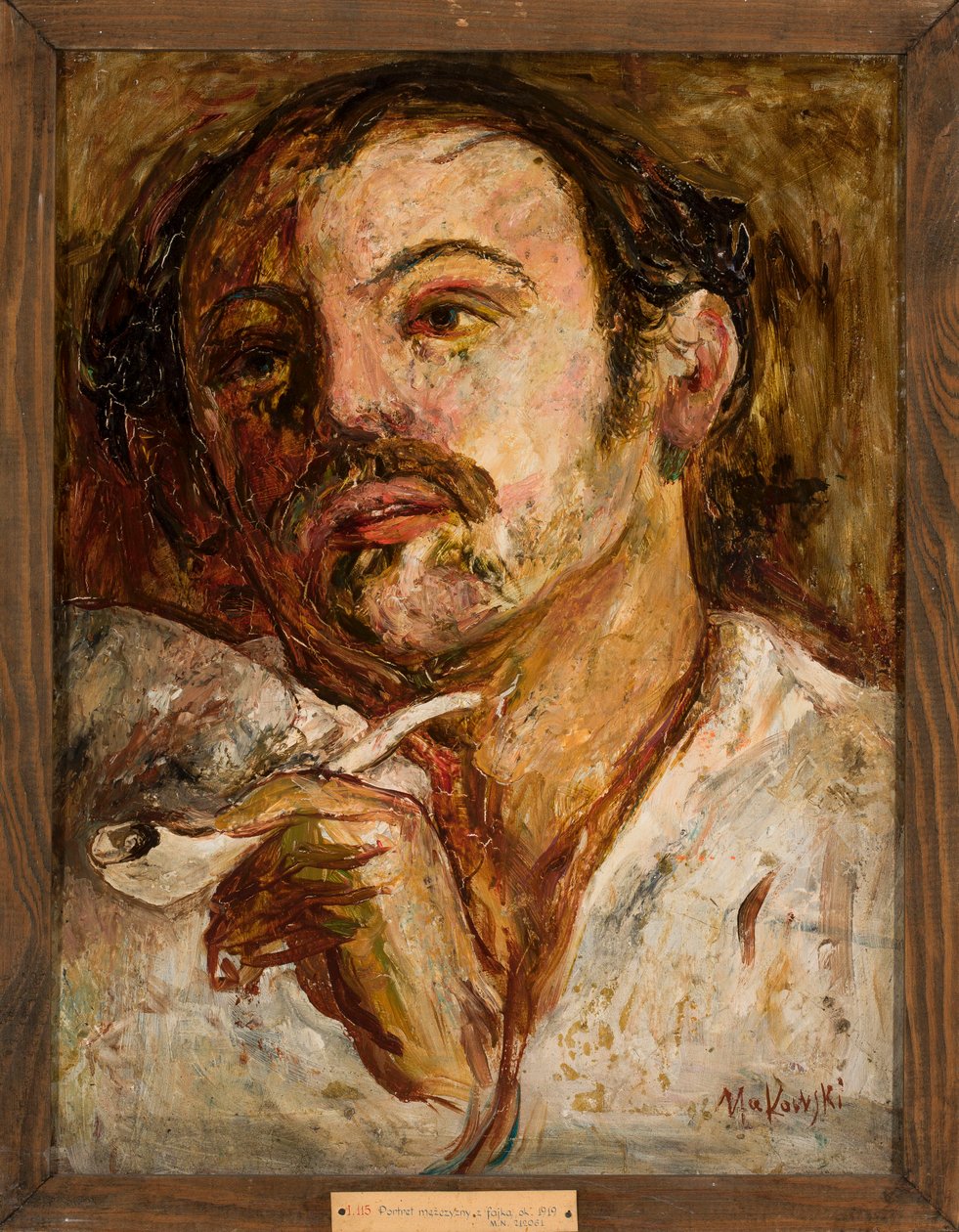 Porträt eines Mannes mit Pfeife von Tadeusz Makowski