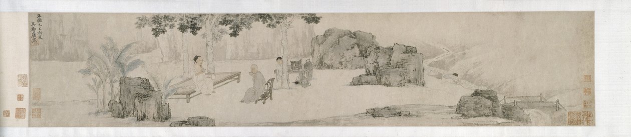 Teetrinken unter dem Wutong-Baum, Ming-Dynastie von Yin Tang
