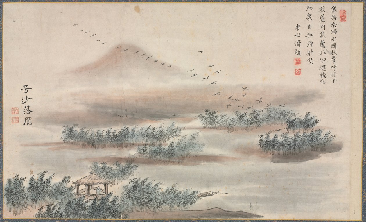 Eine der acht Ansichten der Xiao- und Xiang-Flüsse, 1788 von Tani Bunch