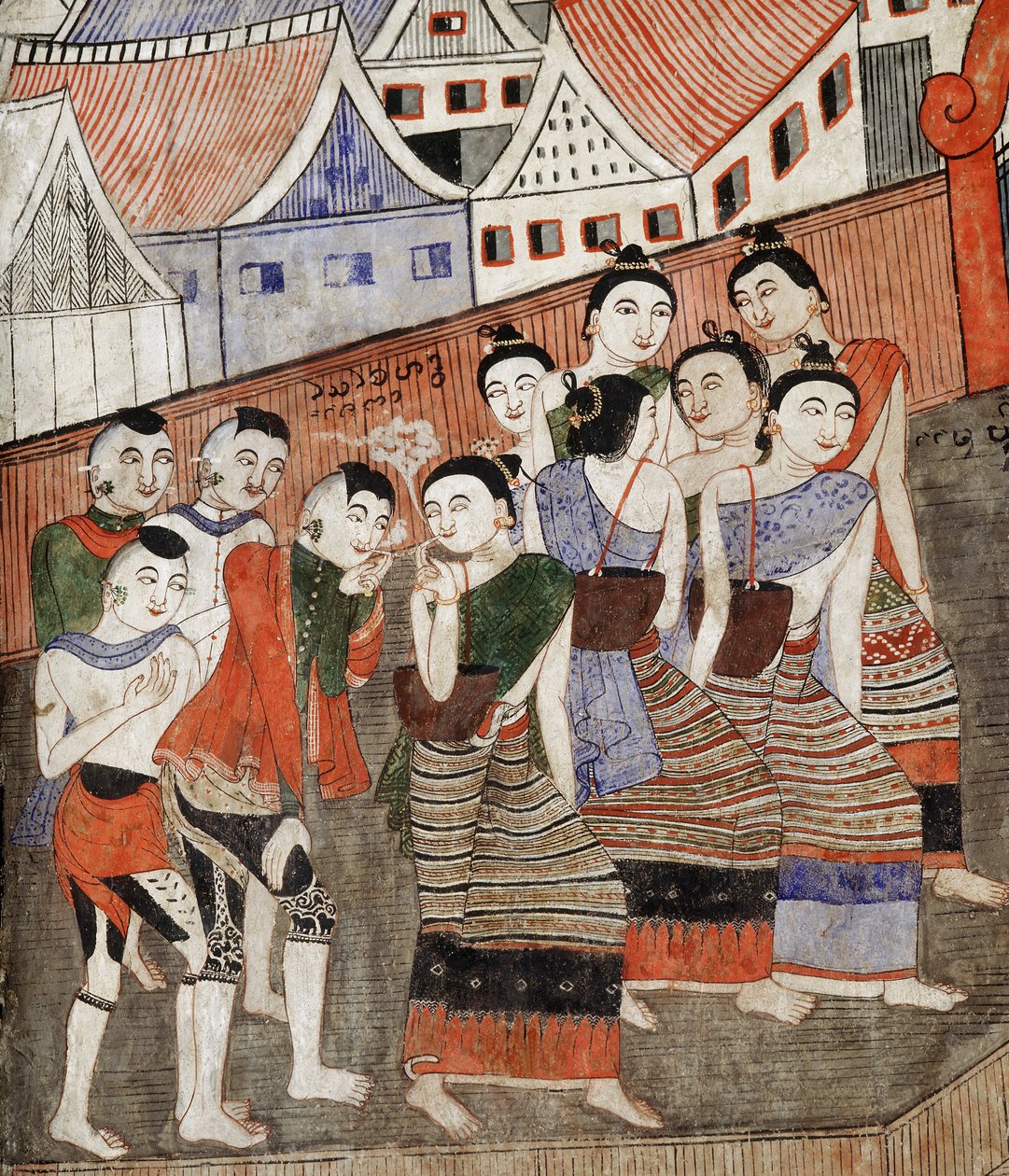 Liebende beim Rauchen (Detail) von Thai School