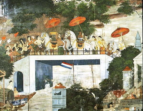 Mönch wird nach seiner Weihe ins Kloster gebracht von Thai School
