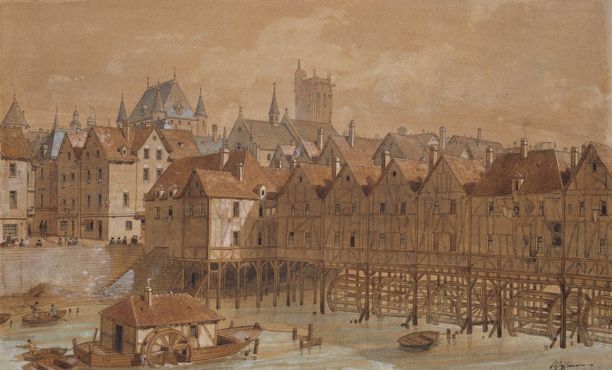Das Grand Chatelet und die Pont aux Meuniers von Theodor Josef Hubert Hoffbauer