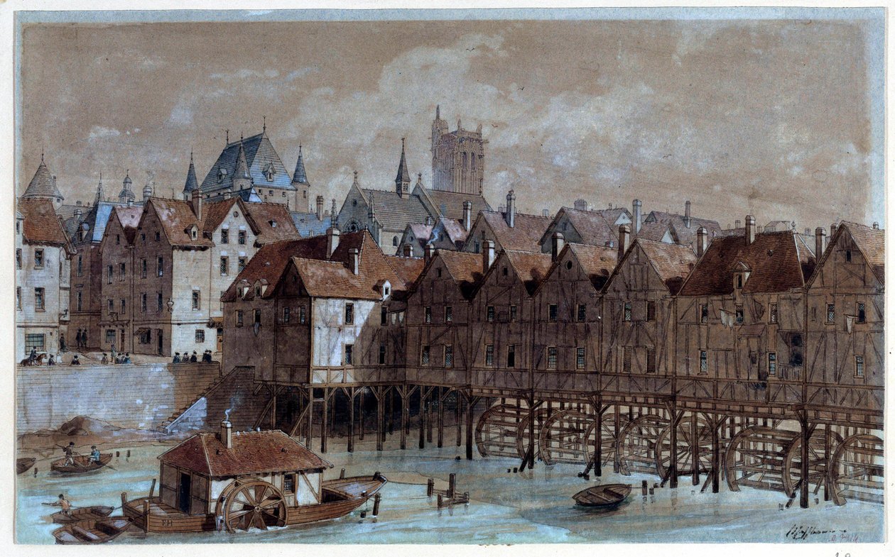 Ansicht der Meuniers-Brücke von Theodor Josef Hubert Hoffbauer