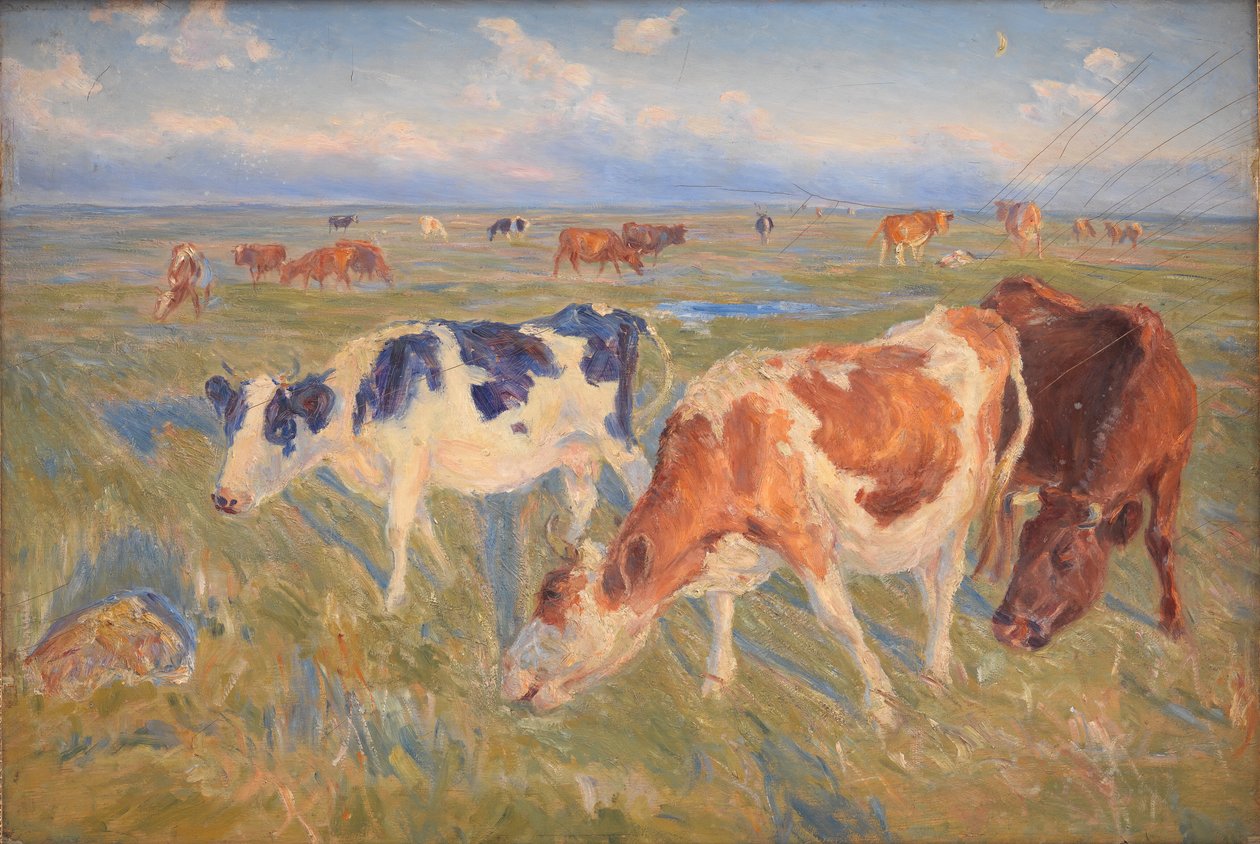 Weidende Kühe auf der Insel Saltholm von Theodor Philipsen