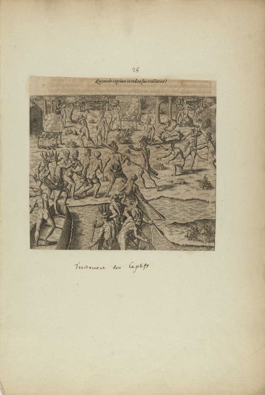 Quomodo Captivos in Reditu Suo Tractarint(?) (aus dem Buch, Americae, Teil drei) von Theodor de Bry