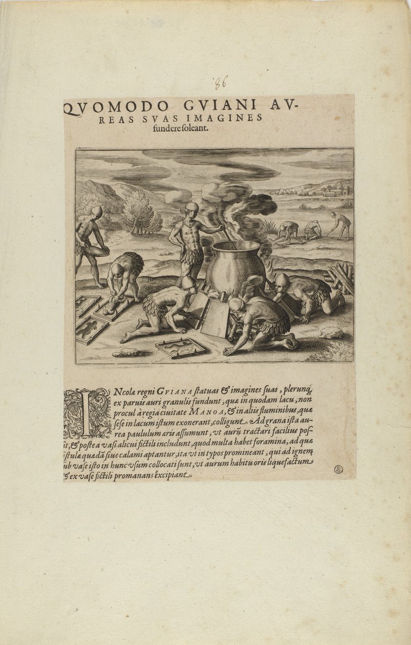 Quomodo Guiani Au-/reas Suas Imagines/Fundere Soleant. (aus dem Buch, Americae, Teile sieben und acht) von Theodor de Bry