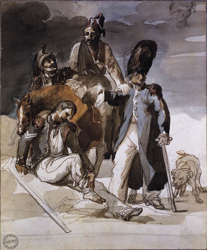 Verwundete Soldaten ziehen sich aus Russland zurück von Theodore Gericault