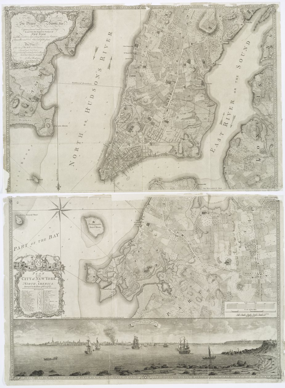 Plan der Stadt New York in Nordamerika, vermessen in den Jahren 1766 und 1767, veröffentlicht in Faden
