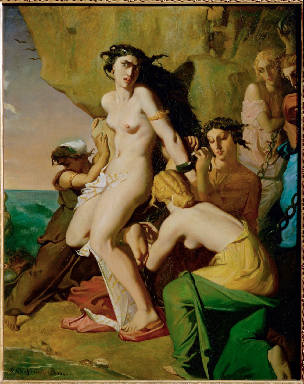 Andromeda an den Felsen gekettet von den Nereiden von Théodore Chassériau