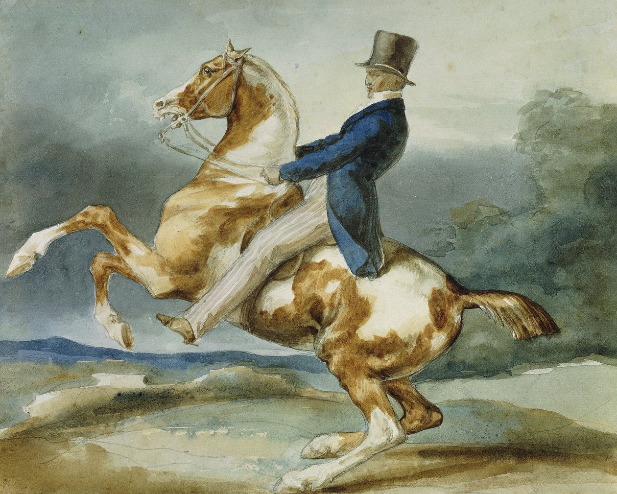 Ein Reiter und sein steigendes Pferd von Theodore Gericault