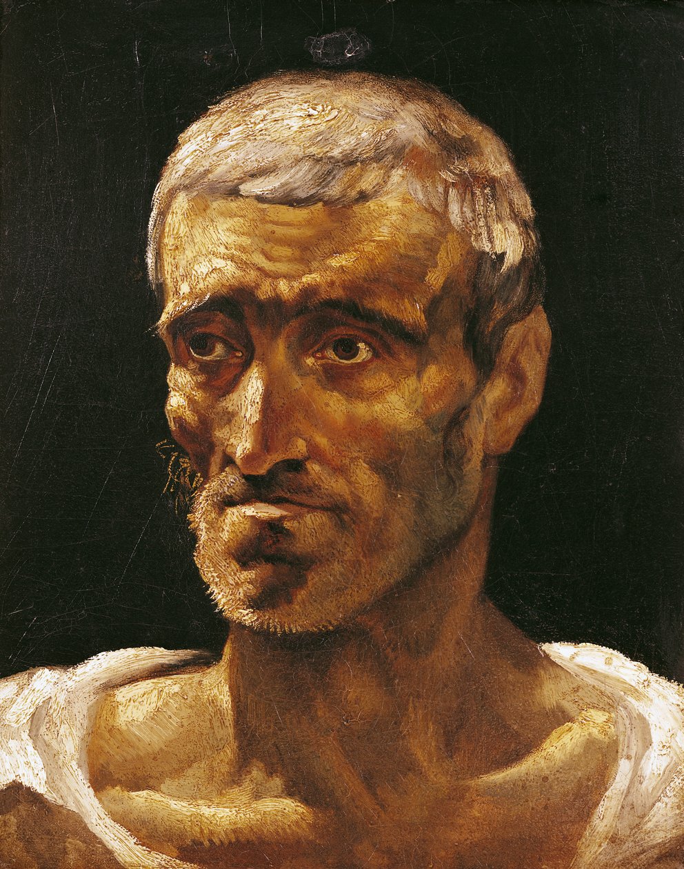 Kopf eines Schiffbrüchigen, Studie für das Floß der Medusa, 1817-19 von Theodore Gericault