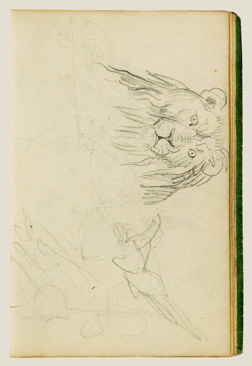 Frontalansicht eines sitzenden Löwen von Theodore Gericault