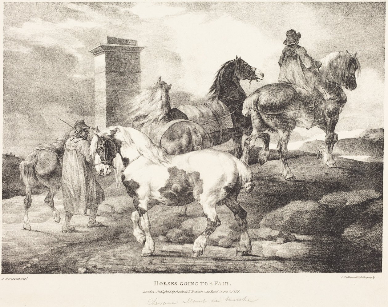 Pferde auf dem Weg zu einem Jahrmarkt von Theodore Gericault