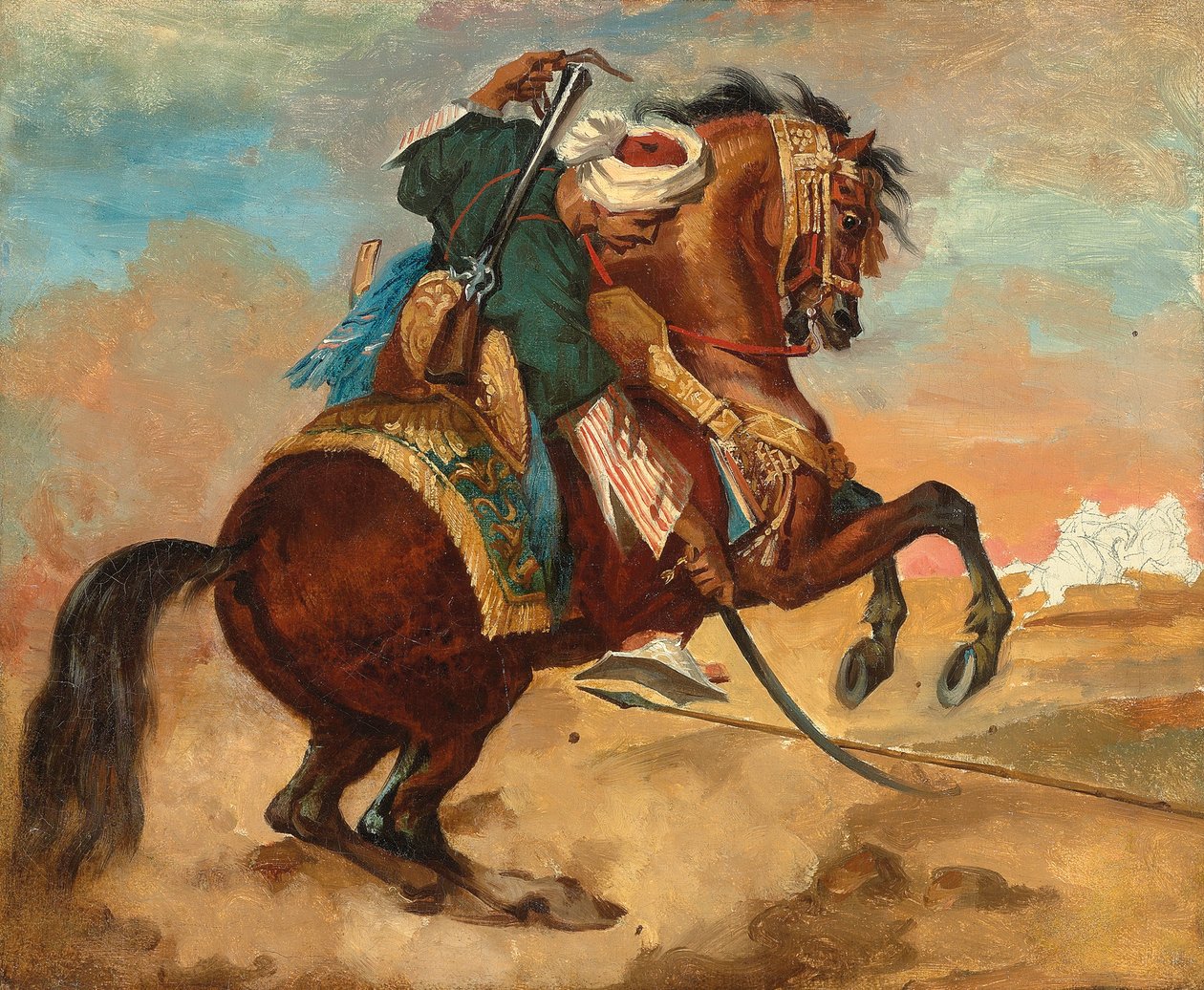Türke auf kastanienbraunem Pferd, ca. 1810 von Theodore Gericault