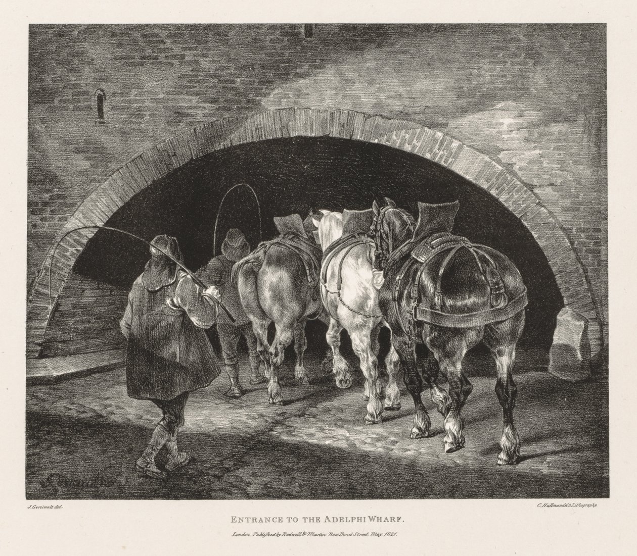 Verschiedene Motive aus dem Leben und auf Stein: Eingang zum Adelphi Wharf von Theodore Gericault