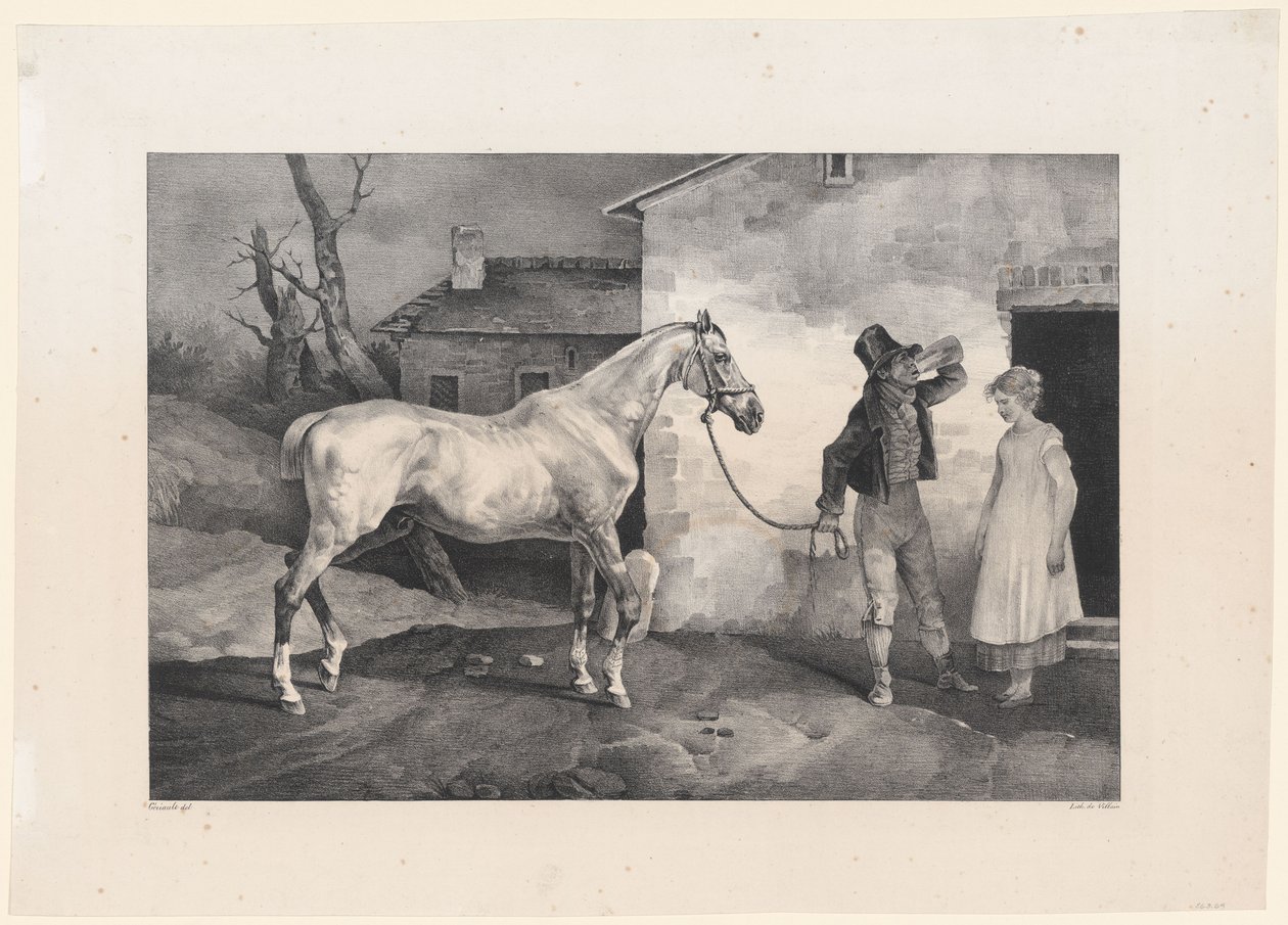 Altes Pferd an der Tür eines Gasthauses von Theodore Gericault