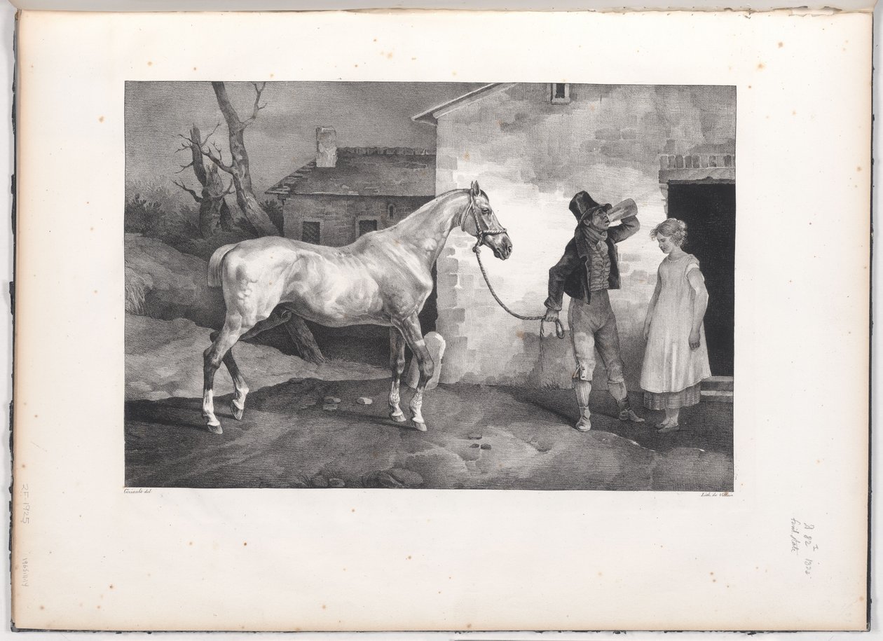 Vieux cheval à la porte d