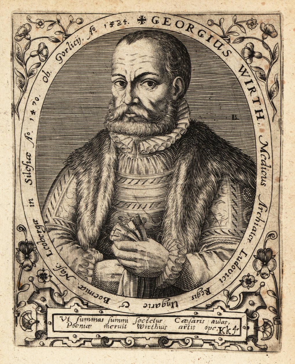 George Wirth, deutscher Arzt, geboren in Gorlice 1424 von Theodore de Bry