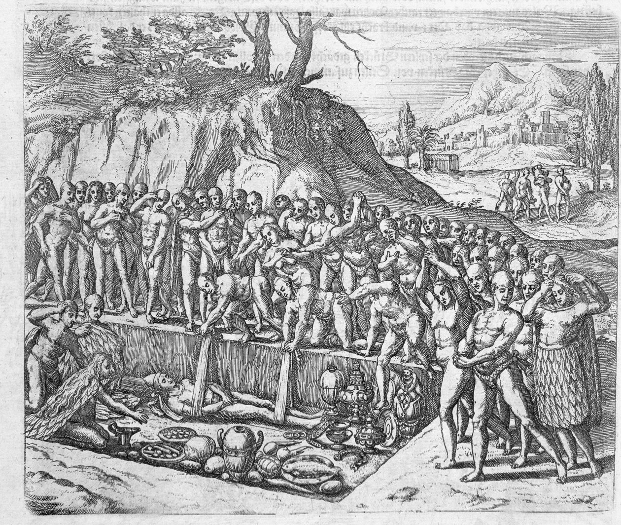 Bestattungsmethode der peruanischen Könige und Adligen aus Girolamo Benzonis Bericht über die Eroberung Perus, aus 