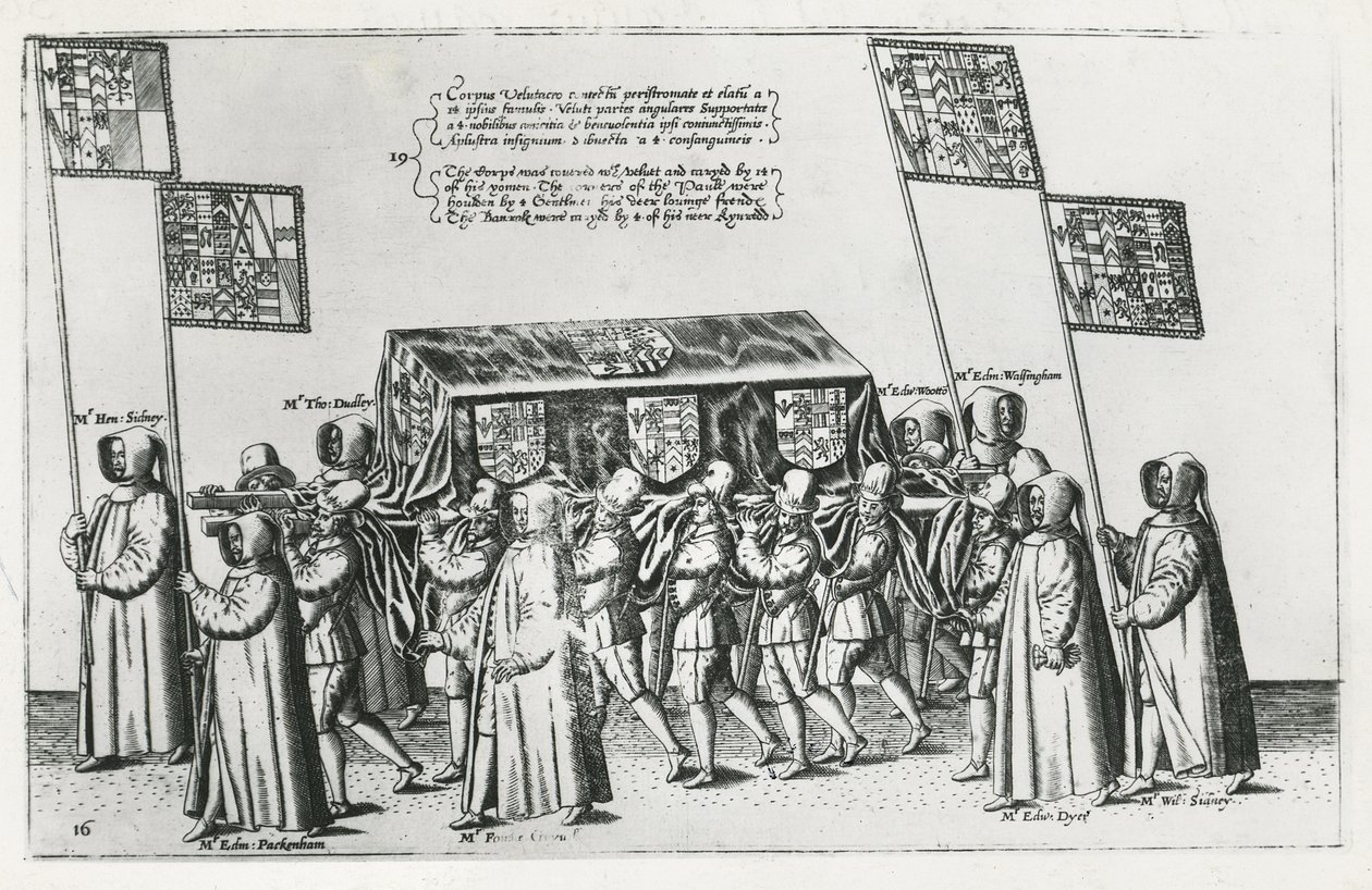 Der Trauerzug von Sir Philip Sidney auf dem Weg zur St. Pauls Kathedrale, 1587 von Theodore de Bry