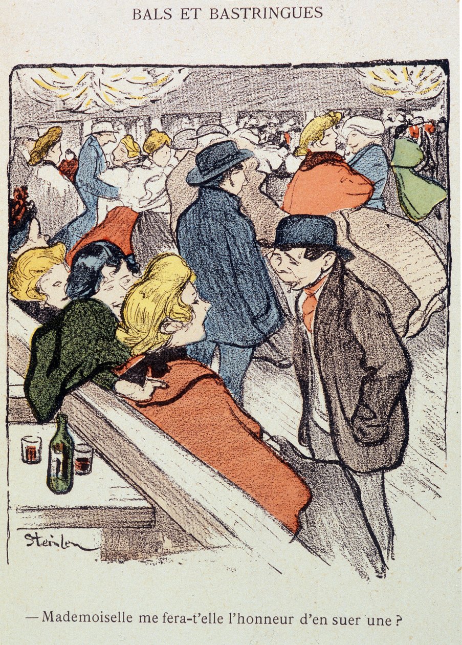 Bälle und Bastringues: Wird Fräulein mir die Ehre erweisen, zu schwitzen? In „In Life“, von Steinlen von Théophile Alexandre Steinlen