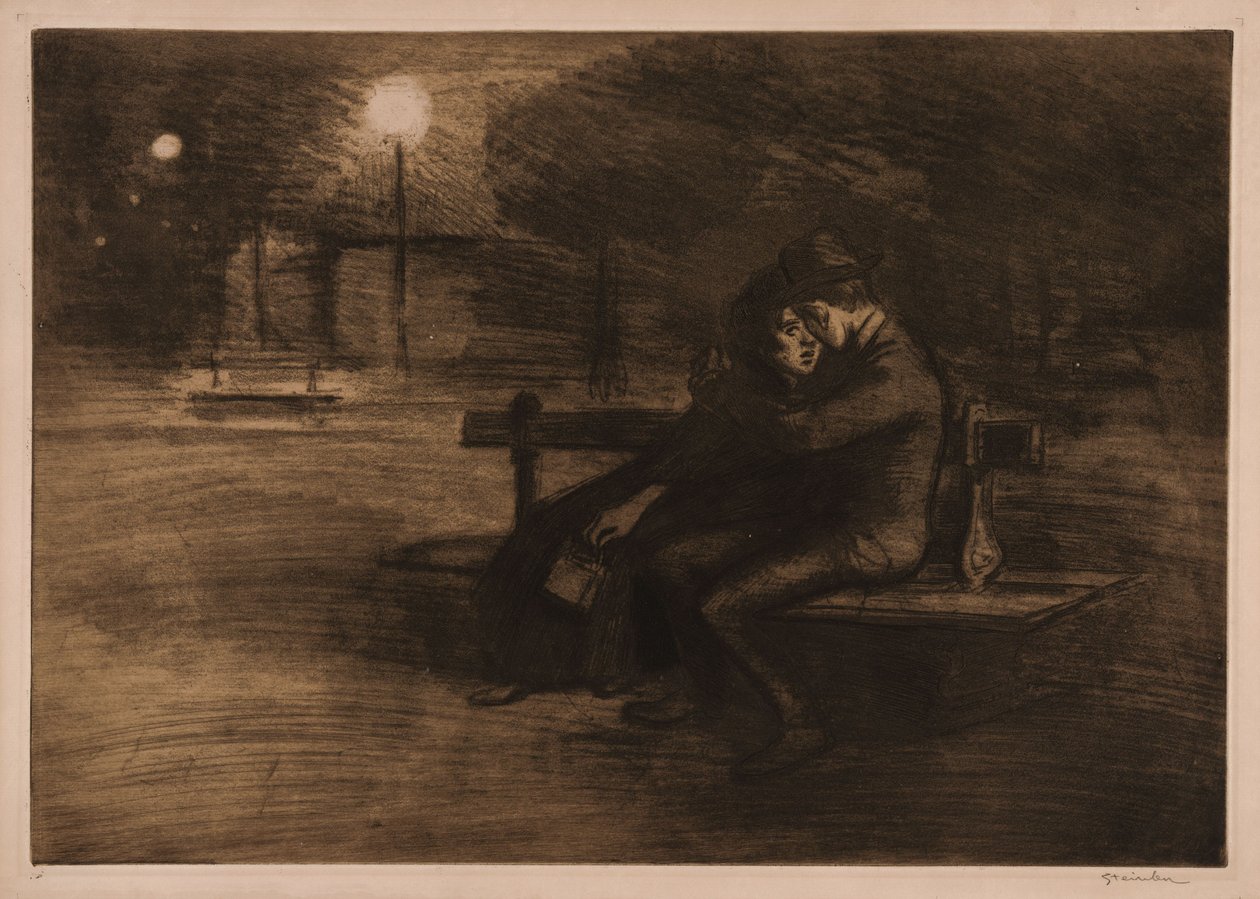 Liebende auf einer Bank von Théophile Alexandre Steinlen